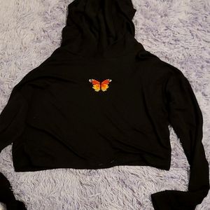 Butterfly long sleeve crop top